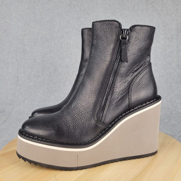Naked Feet Black Leather Platform Boots - Picture 1 of 12